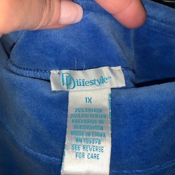 Draper's & Damon's Athleisure Track suit set Blue Velour Soft 3X Jacket 1X Pant - Picture 11 of 15